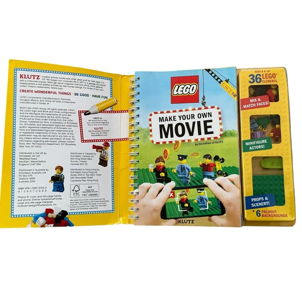 Lego make your own movie book Klutz guide to stop animation minifigures 36Pcs